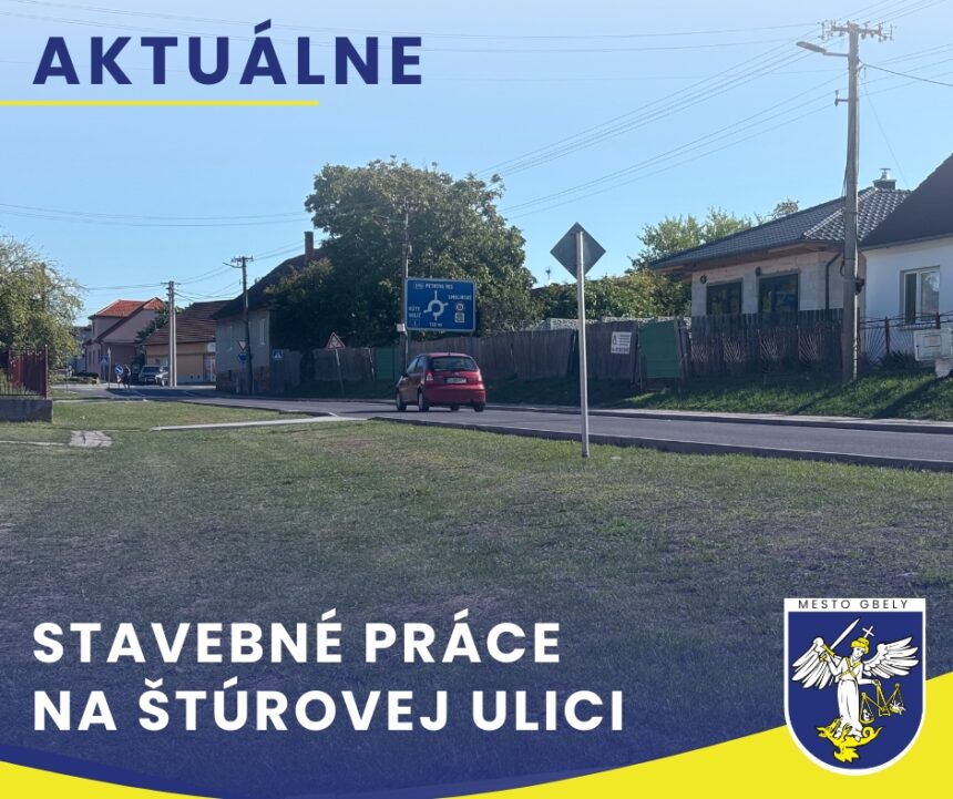 Stavebné práce na ulici v meste Gbely