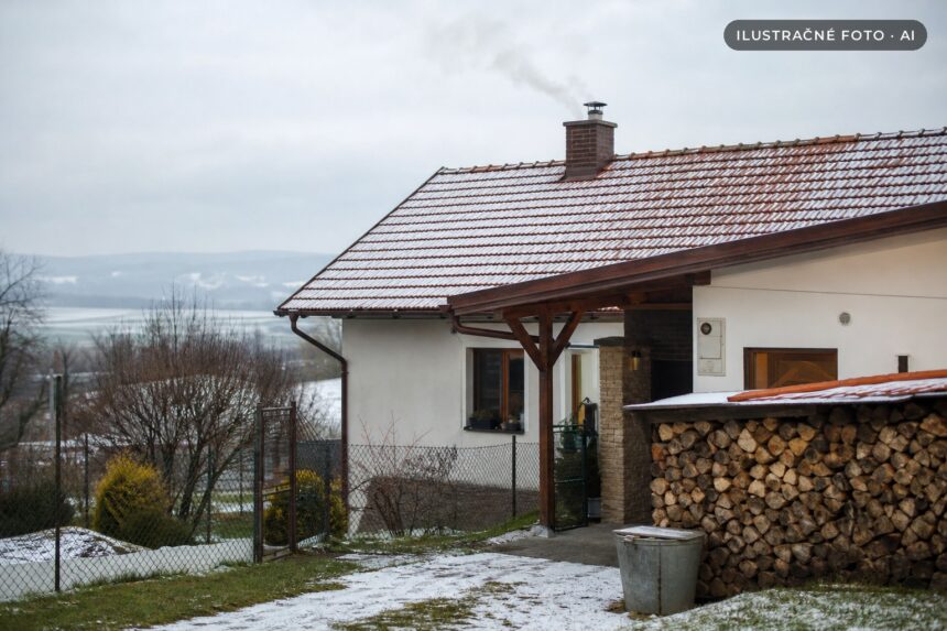 Dom s komínom a kúrením v zimnom období na Záhorí.