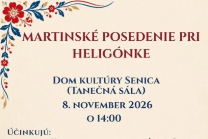Plagát k podujatiu Martinské posedenie pri heligónke v Dome kultúry Senica.