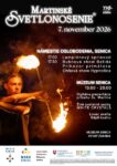 Plagát Martinské svetlonosenie v Senici s lampiónovým sprievodom, bubnovou a ohnivou šou.
