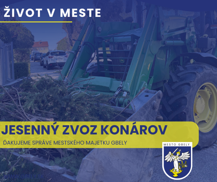 Plagát mesta Gbely o jesennom zvoze konárov