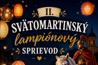 Plagát na druhý svätomartinský lampiónový sprievod v Gbeloch s dátumom 14. novembra 2026 o 17:00.