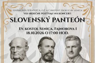 Plagát na koncert Slovenský panteón v evanjelickom kostole v Senici.