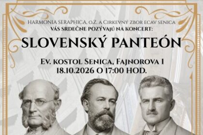 Plagát na koncert Slovenský panteón v evanjelickom kostole v Senici.