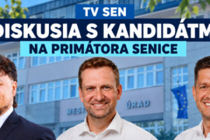 Plagát TV SEN k diskusii kandidátov na primátora Senice