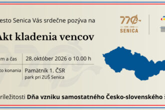 Pozvánka mesta Senica na akt kladenia vencov pri Pamätníku 1. ČSR.