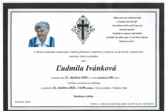 Smútočné oznámenie k úmrtiu Ľudmily Ivánkovej.