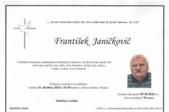 Smútočné parte Františka Janičkoviča zo Skalice.