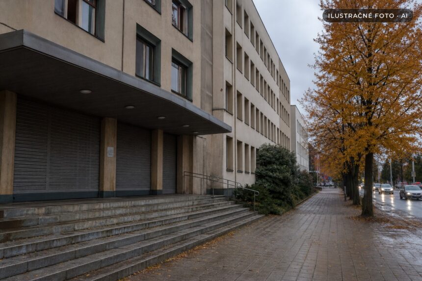 Zatvorený vstup do budovy okresného úradu v Skalici